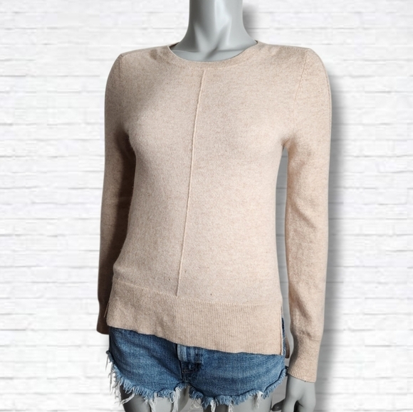 InCashmere Sweaters - InCashmere 100% Cashmere Cream Slim Fit Crewneck Sweater Size M